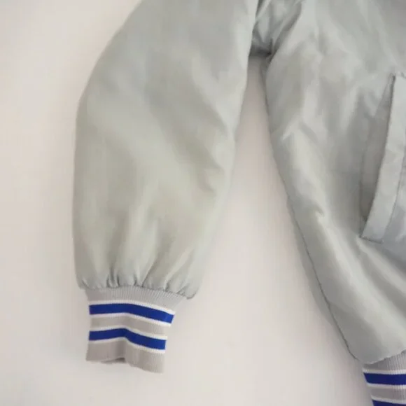 Vintage North Tail Grey Blue MVP Sports Patch Varsity Snap Jacket Large - Picture 5 of 16